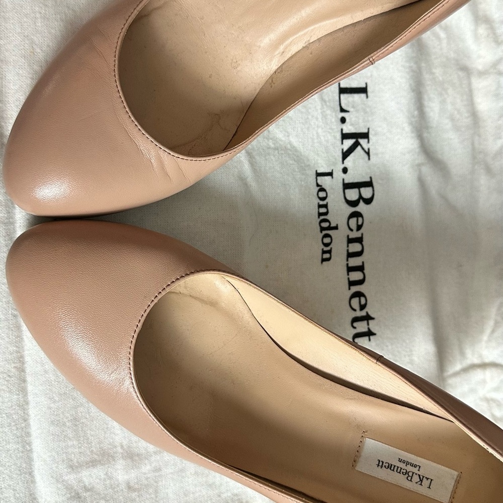 LK Bennett Nude Pink Leather Round-Toe Pumps